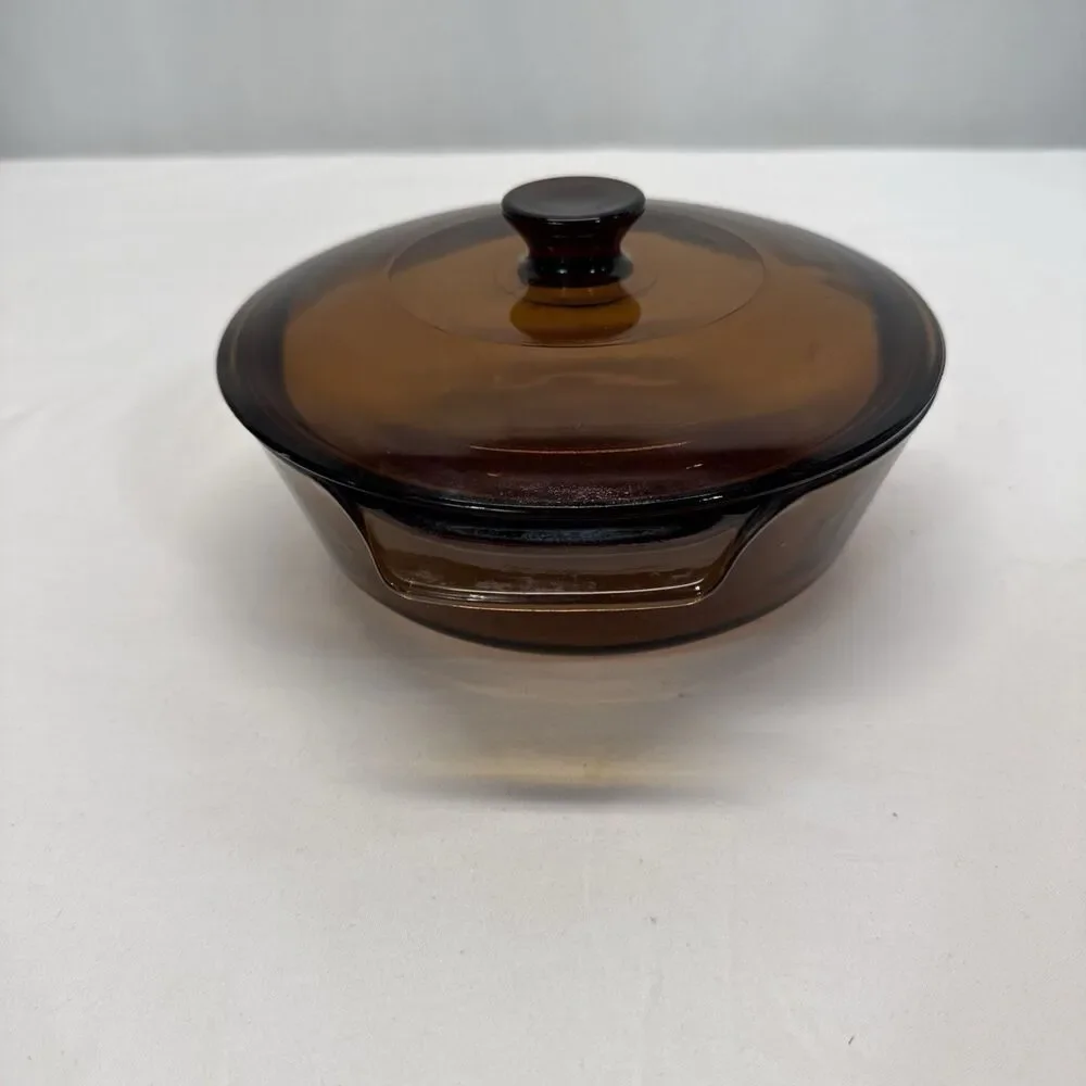 1 Quart Anchor Hocking Fire King Amber Glass Casserole Dish WITH LID No 436 VTG
